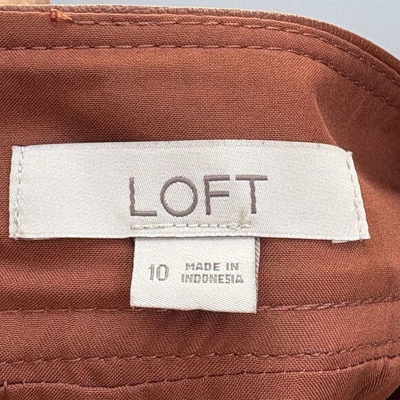 Loft Skirt Soft Vegan Faux Leather Lined A-Line Size 10 Cognac Office Career - Picture 4 of 10